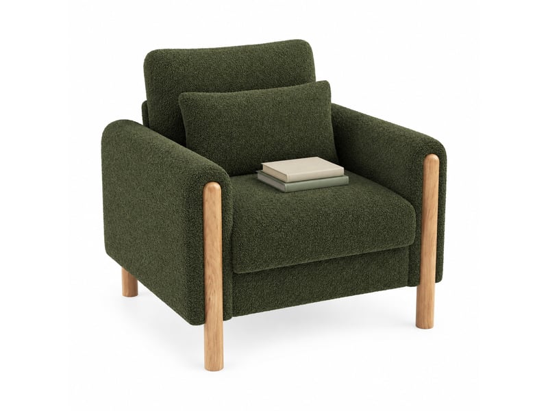 Fauteuil 1 place 87*83*88.5cm en tissu teddy vert chicfurn - Conforama A