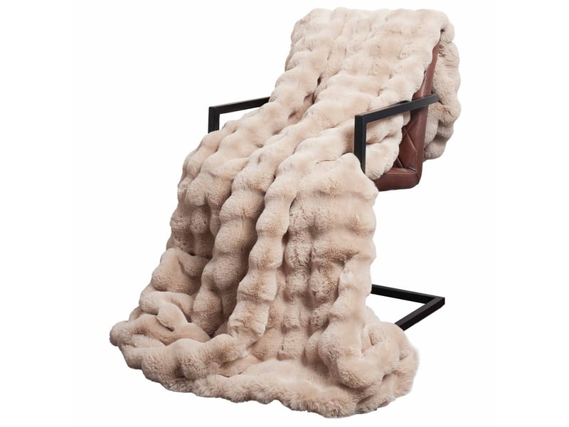  Couverture décorative, couverture antidérapante en fausse de lapin olite 4 pc beige shl950  - Conforama C