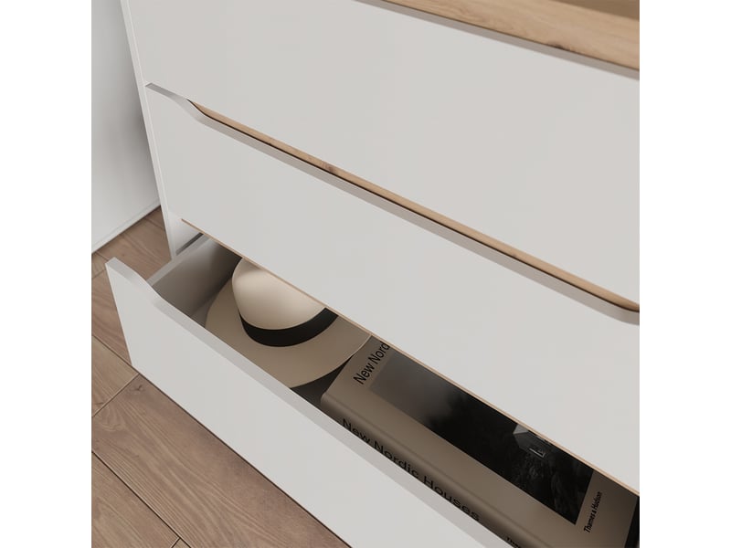 Vicco commode avec tiroirs, blancchêne artisan, 80x100.7cm  - Conforama D