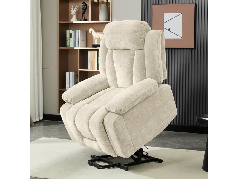  Fauteuil relax 95x94x107 cm, électrique releveur massage 8 points chauffant inclinaison usb, tissu beige  - Conforama D