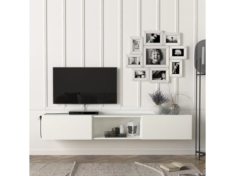  Meuble tv paltamo 180 x 31 x 29,5 cm blanc [en.casa] Paltamo - Conforama C