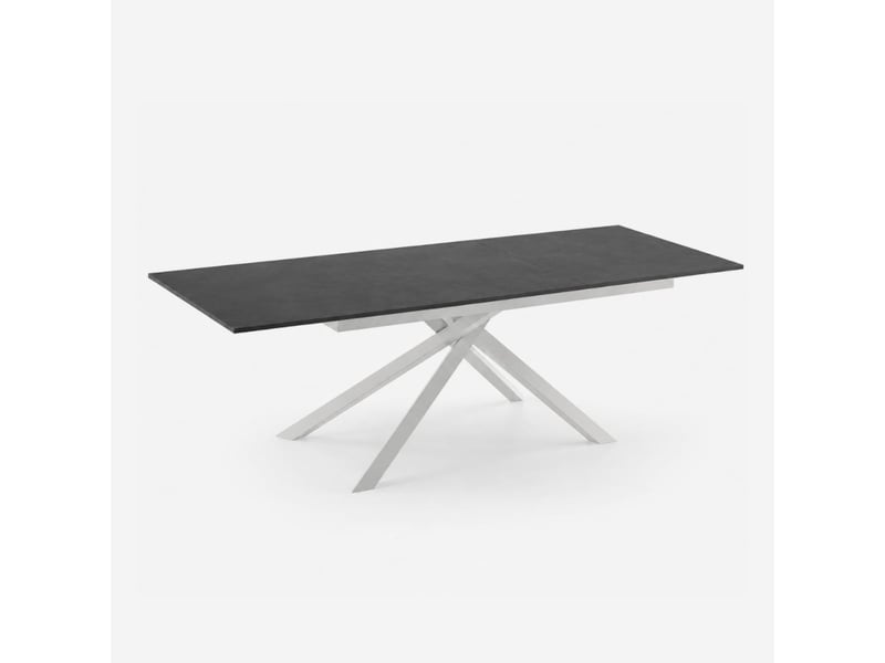 Table extensible en mélaminé structure blanche 140190x90 pluto - gris - Conforama C