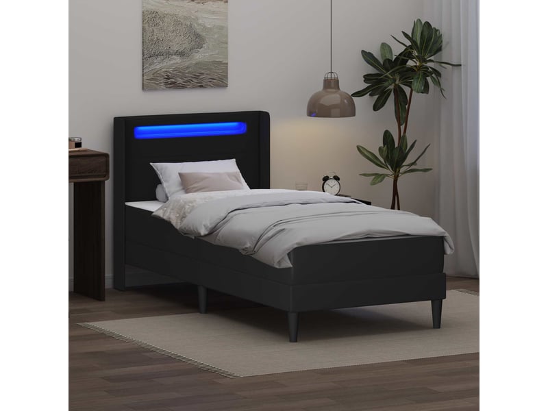  Lit simple- lit adulte -  cadre de lit avec matelas noir 100 x 200 cm simili cuir  - Conforama C