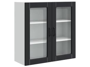 Meuble mural de cuisine, cabinet en verre mural noir 80x31x80cm shl6248