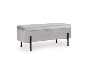 Banc coffre 2 places en velours et piétement noir - nina