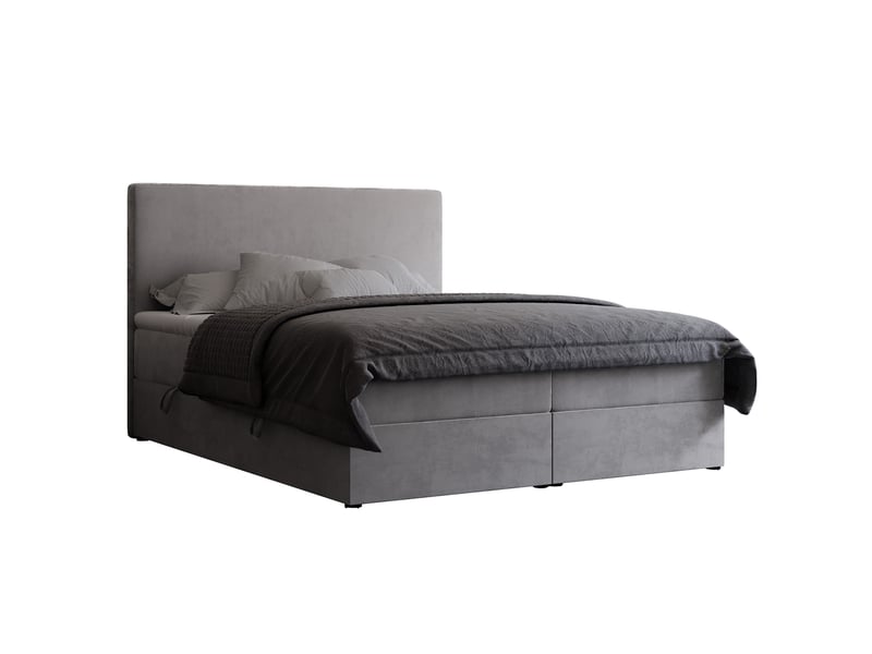  Lit coffre giulia - 160x200 cm - avec matelas et surmatelas - velours doux - gris GIULIA - Conforama A