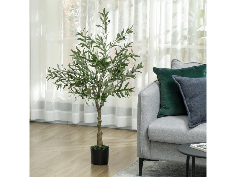  Olivier artificiel 120 cm plante artificielle intérieur, fausse plante décoration pour maison, bureau, salon, chambre  - Conforama D
