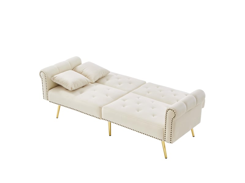  Canapé convertible, canapé-lit, en velours, dossier inclinable 3 positions, pieds en métal, 2 places, design moderne  - Conforama B