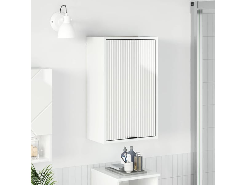 Cabinet de salle de bain, meuble de rangement blanc brillant 39x23.5x65 cm - Conforama B