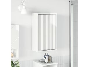 Cabinet de salle de bain, meuble de rangement blanc brillant 39x23.5x65 cm