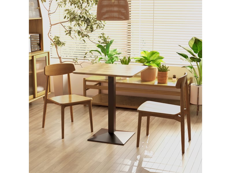  Table à manger carrée pour 2 personnes 70x70x75cm table de cuisine plateau effet bois piétement en acier marron foncé  - Conforama A