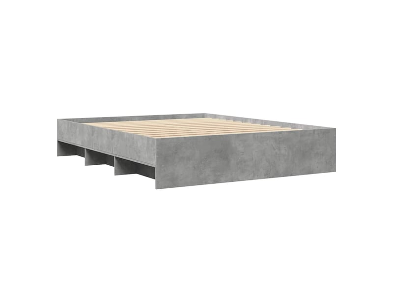  Lit double- lit adulte -  cadre de lit sans matelas gris béton 160x200 cm bois ingénierie  - Conforama C
