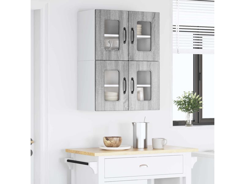  Meuble mural de cuisine | armoire de cuisine 2 pcs gris sonoma shl5087  - Conforama D