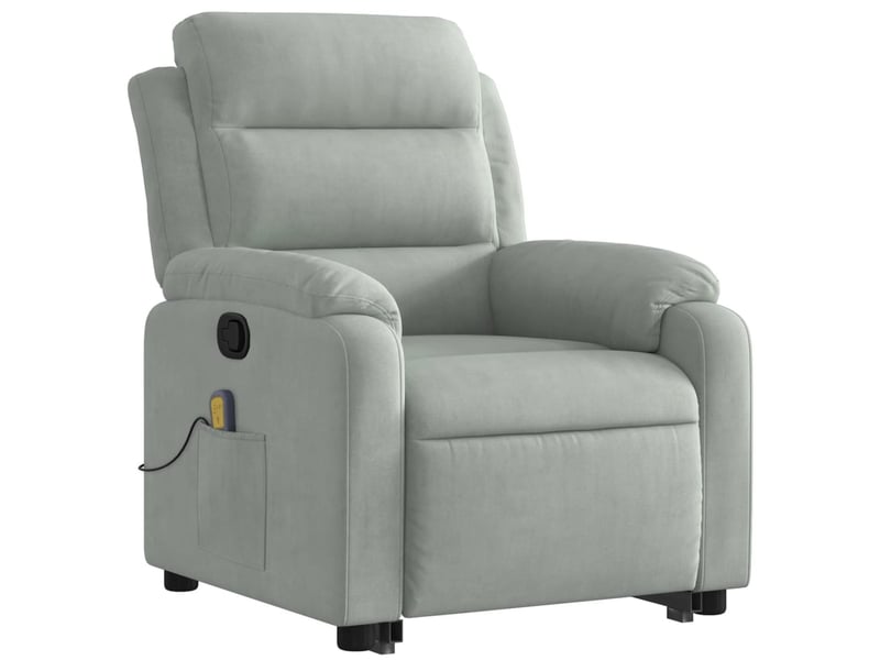  Fauteuil relax, fauteuil de massage inclinable gris clair velours shl26079  - Conforama C