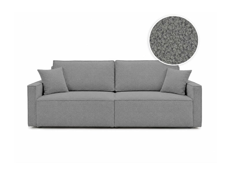  Farah - canapé droit 3 places convertible accoudoirs slim en tissu bouclettes généreuses  - Conforama A