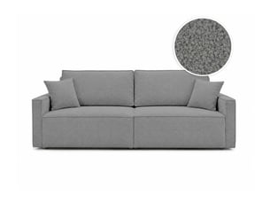 Canapé droit convertible LOUNGITUDE FARAH 3 places Tissu gris avec coffre de rangement