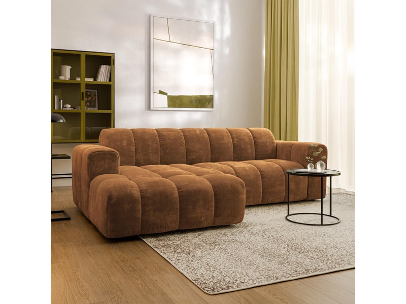  Canapé d'angle tisi, tissu chenille marron clair  - Conforama B