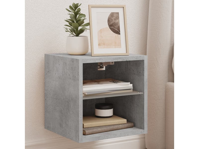  Meuble tv - banc tv - meuble de rangement mural avec lumières led gris béton 30x28,5x30 cm  - Conforama B
