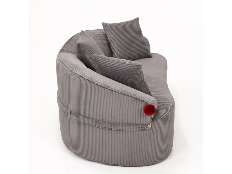  Canape droit 2 places compressé 163x93x68 cm en mousse et velours côtelé couleur gris foncé, design moderne  - Conforama E