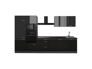 Vicco cuisine, noir haute brillanceanthracite, 340cm sans plan de travail