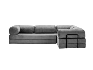 Canapé d'angle réversible convertible CASANOVA 4 places Velours côtelé Gris foncé