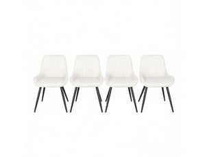 Lot de 4 chaises de salle à manger 52.5×43×81.5cm, noir et blanc, métal, pieds croisés réglables, dossier incurvé