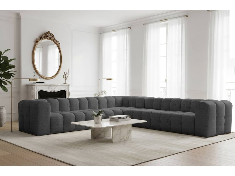  Canapé d'angle réversible miloe 8 places en tissu - gris foncé MILOE - Conforama B