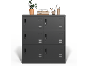 Armoire de rangement métallique 6 portes 90 x 40 x 100 cm – noir – serrures individuelles et porte-cartes