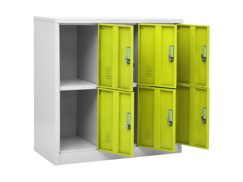  Armoire à casier, rangement de bureau gris clair et vert 90x45x92,5 cm acier shl2223  - Conforama E