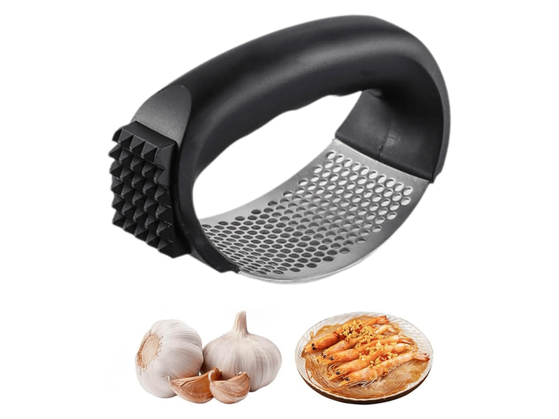  Presse-ail en acier inoxydable, ustensile de cuisine manuel et portable pour presser l'ail, petit accessoire de cuisine (1 pièce)  - Conforama A