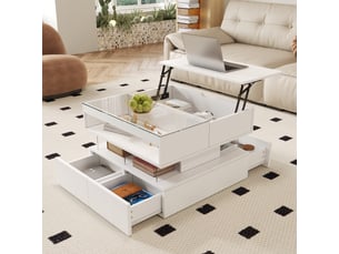 Table basse rectangulaire coloris blanc <strong>MERAX</strong> <strong>table basse blanc</strong> - 67 cmx70 cm