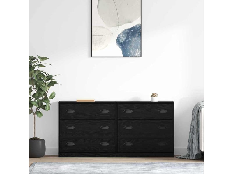 Buffet - bahut - meuble de rangements 2 pc chêne noir 70 x 35,5 x 67,5 cm bois d'ingénierie - Conforama B