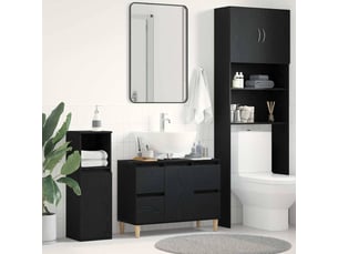 Meuble de lavabo de salle de bain, armoire de bain chêne noir 80 x 33 x 60 cm cf65536