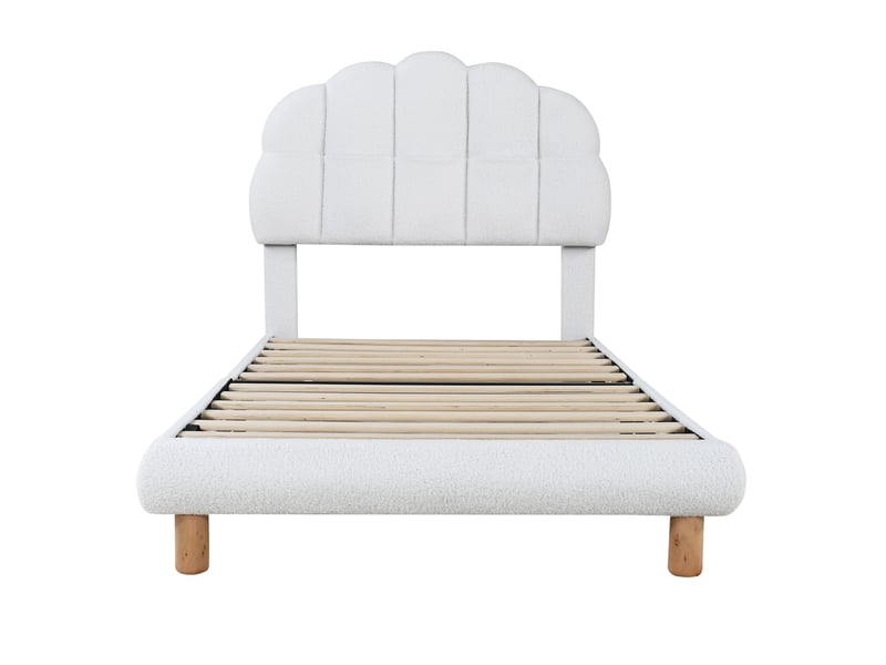  Lit simple enfant et ado rembourré blanc 90x200 cm avec sommier à lattes en bois  - Conforama A