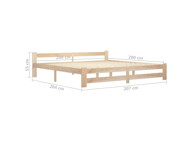  Lit double- lit adulte -  cadre de lit sans matelas bois massif de pin 200x200 cm  - Conforama D