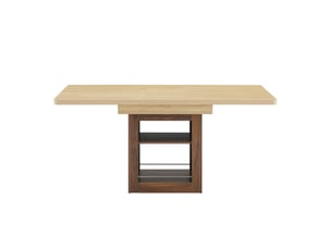 Table à manger, extensible, en noyer, avec compartiment intégré, couleur naturelle