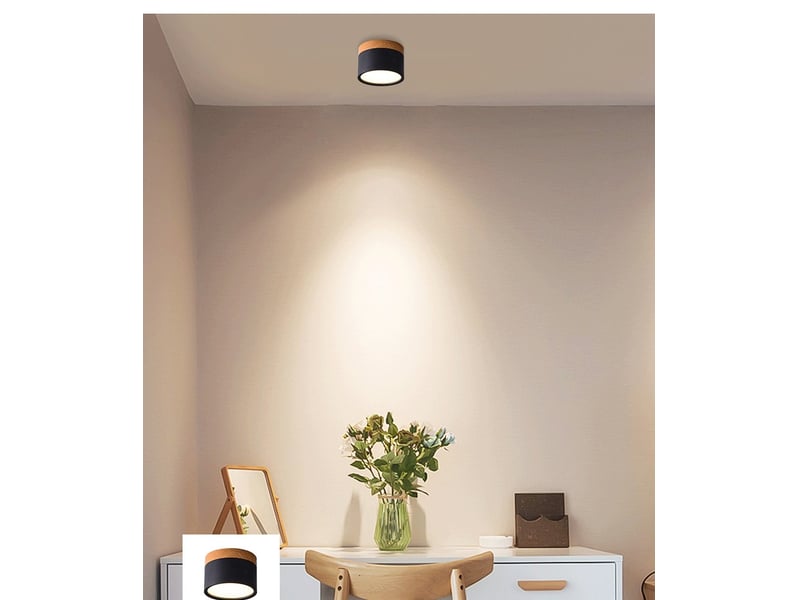  Spot en saillie led plafonnier ø11x75mm blanc chaud grain de bois  - Conforama C