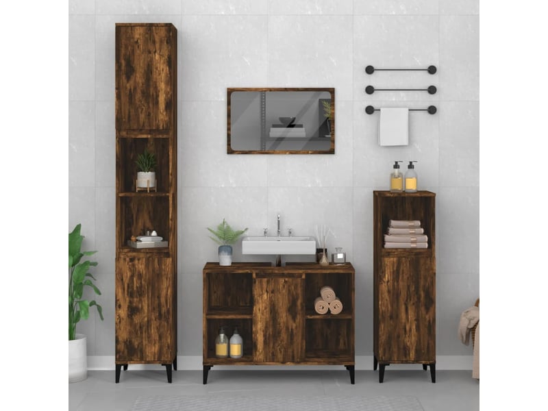  Ensemble de meubles de salle de bain 3 pcs chêne fumé cf63683  - Conforama B
