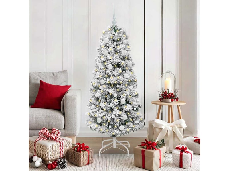  Sapin de noël - arbre de noël artificiel à branches articulées vert et blanc  - Conforama B