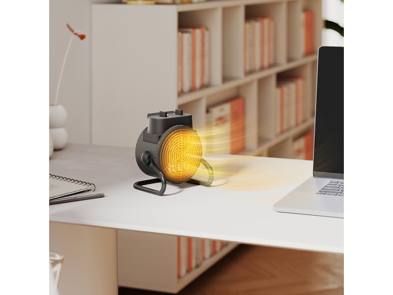  Chauffage d'appoint céramique ptc, radiateur électrique soufflant 2000 w, thermostat réglable, 21,5 x 15,8 x 22 cm, noir  - Conforama D