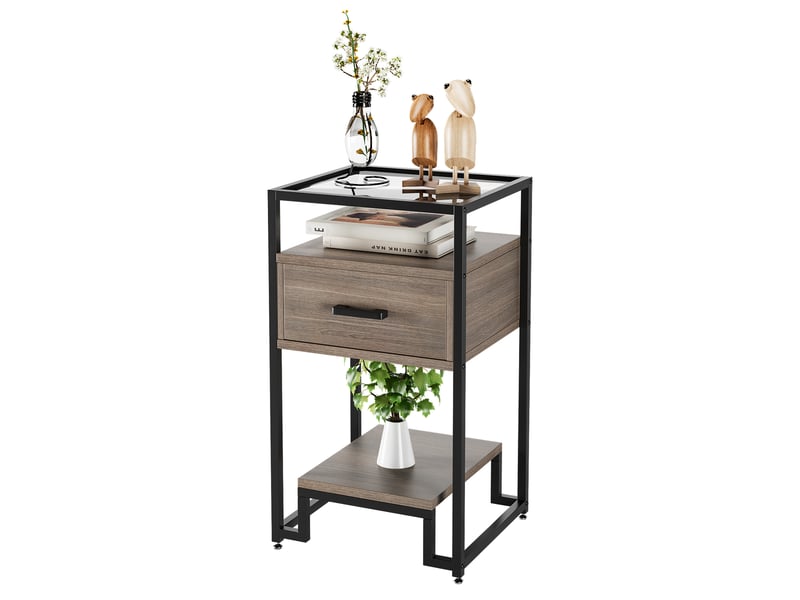  Table basse moderne 3 niveaux, tiroir bois, verre trempé, cadre acier robuste, salon chambre, montage facile,noir PHO_0XXNDJRE - Conforama A