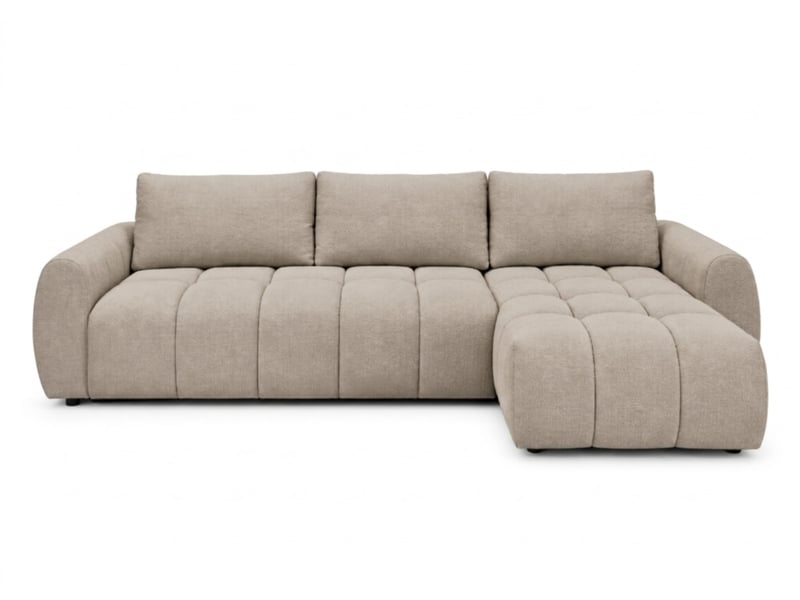  Bobochic canapé d'angle réversible convertible coffre fuji ouverture express tissu chiné beige  réversible FUJI - Conforama A