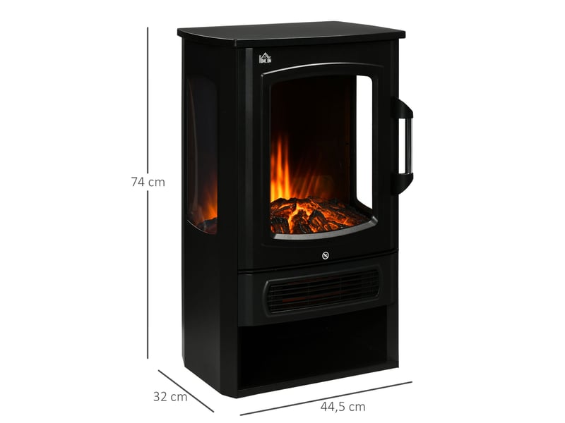  Poêle électrique tcqpz led à effet flamme 10002000 w 44,5 x 32 x 74 cm acier noir  - Conforama C