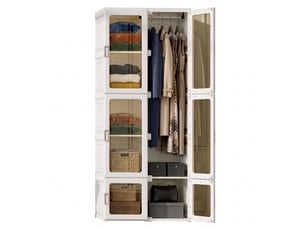 Armoire penderie chambre adulte en matière pp - 69x50x170 cm - 6 portes - structure pliable montage 3min - porte pet transparente - étanche anti‑moisissure - style minimaliste - pour petit appartement, blanc