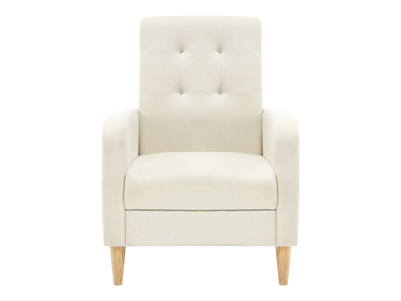 Fauteuil de lecture en lin beige avec dossier haut et accoudoirs - Conforama A
