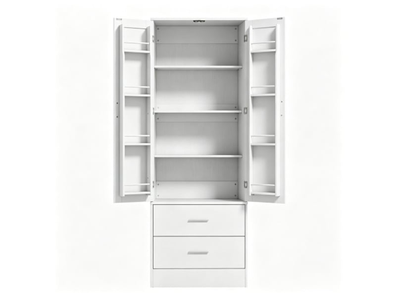  Buffet haut de cuisine – 2 portes, 8 porte-épices, 2 tiroirs et étagères réglables – rangement pratique  - Conforama A