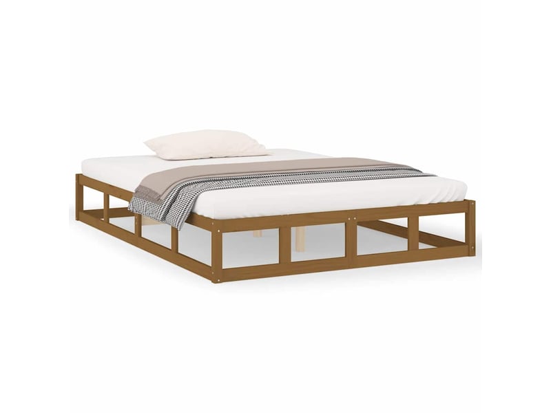 Lit double- lit adulte - cadre de lit sans matelas marron miel 150x200 cm bois massif - Conforama A