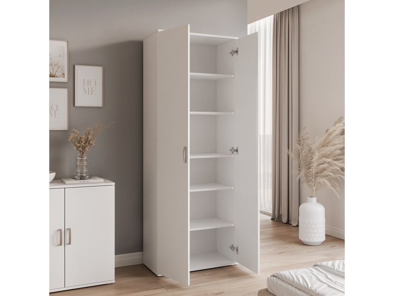  Armoire tio - 2 portes - 6 compartments - 70x34x189 cm - blanc TIO - Conforama C