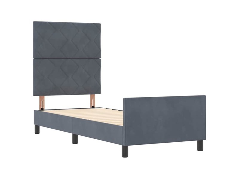 Lit simple- lit adulte - lit à ressorts avec tête de lit gris foncé 80 x 200 cm velours - Conforama D