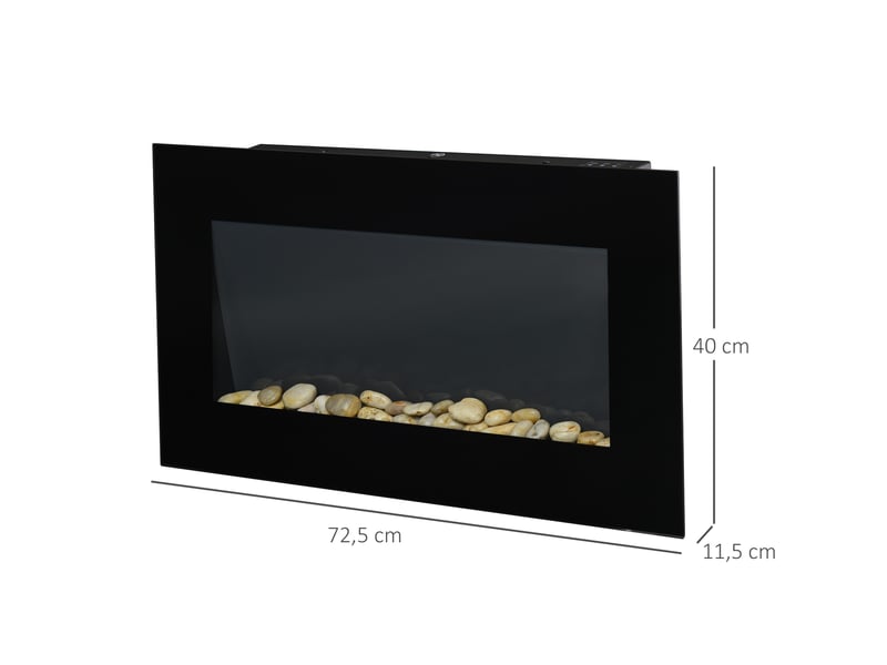  Cheminée électrique murale 10002000 w, cheminée décorative avec effet flamme 7 couleurs réglables, 72,5x11,5x40cm, noir  - Conforama C